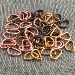 Small D ring 1/2 Inch D Ring 100pcs D Circles Loop Metal D-rings Jump Ring Strap Ring Purse Strap Rings Bag Findings-Bronze/Gold/Rose gold