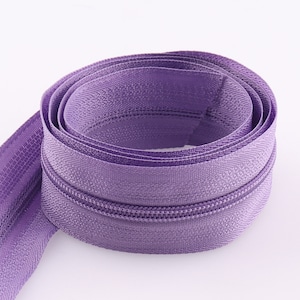 Zipper Tape Size 3#Zipper with teeth Slider Purple Zipper for Zip heads Purse Making Hardware Bag coil zipper Clothing DIY, By the yard