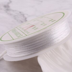 Knotting Cord Bugtail Satin Cord 2mm Shamballa Macrame Nylon Beading Rope Top Quality White for Chinese knot/beading/homemade purse/teething