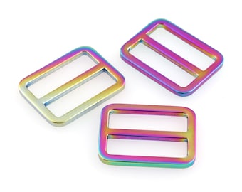 Flat Slide Buckle Adjuster Slide Buckle Rainbow Metal Tri Glide buckle Purse Buckles For 1" Bag Luggage Strap Buckle Webbing Clothing