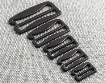 CHOOSE YOUR SIZE-G Hook Bra Hooks Metal Bra Sliders Black Adjustable Hook For Swimwear Fasteners Bra Strap Making Webbing Hardware-8pcs