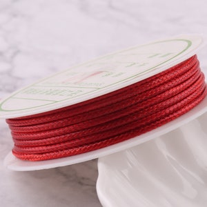 Bracelet Rope Korean Cord Waxed Polyester Cord 2mm Red Weaving Cord for bracelet/weaving/jewelry making/Knotting /glasses/DIY