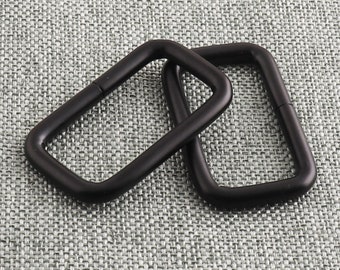 Rectangle Ring Buckles 33mm Webbing Strap Keeper Loops Black Adjuster Non Welded Belts Buckle Metal Bag Purse Snap Hook-8pcs
