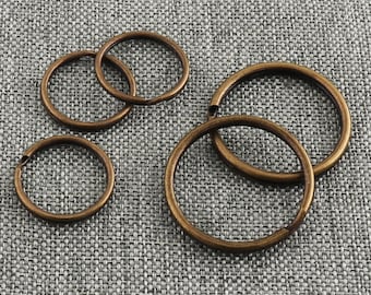 Anel dividido 20/30mm redondo chaveiro antigo bronze anel de salto duplo laço chaveiro gancho diy artesanato chave fob acessórios de hardware-10/50 peças