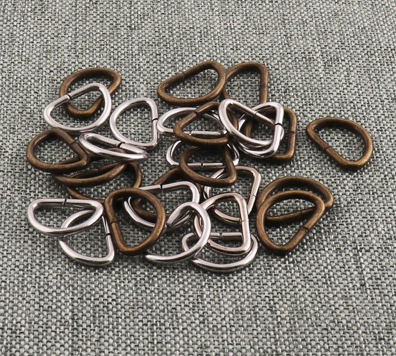 Small D Ring Metal D Ring Bronze Heavy Duty 1/2 Inch Nickel Plated D-rings  for Bags Purse Strap Connector Non Welded-100pcs 