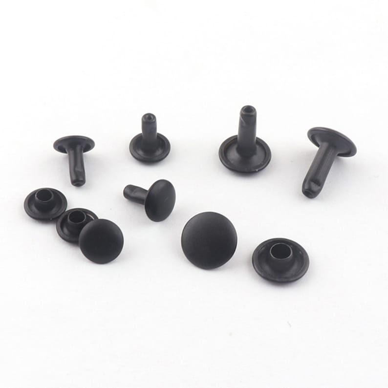 Large Back Rivets Caps 100sets Black Double Cap Rivets Studs for Leather Crafts 7mmx8mm ...