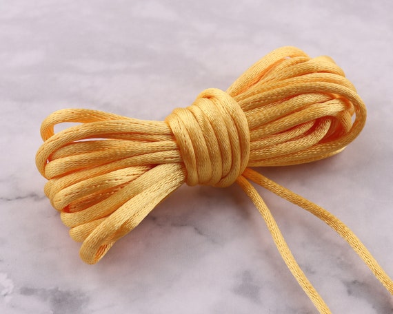 50 Yds-braided String Satin Rope 2mm Yellow Cord Silky Macrame Beading Rope  Nylon Cord for Chinese Knot Beading Glasses Rope Purse Teething 