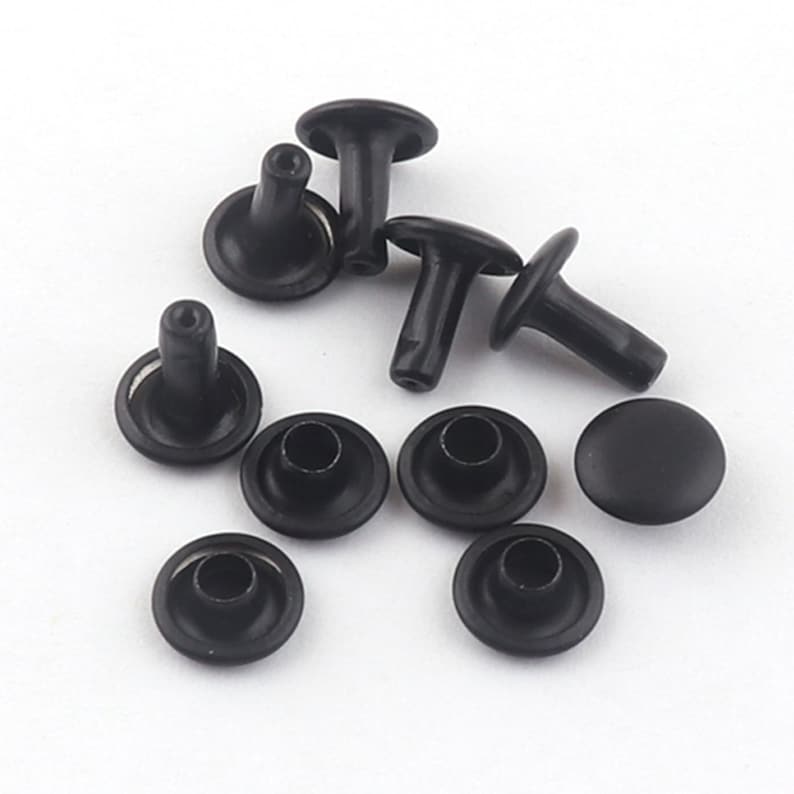Large Back Rivets Caps 100sets Black Double Cap Rivets Studs for Leather Crafts 7mmx8mm ...