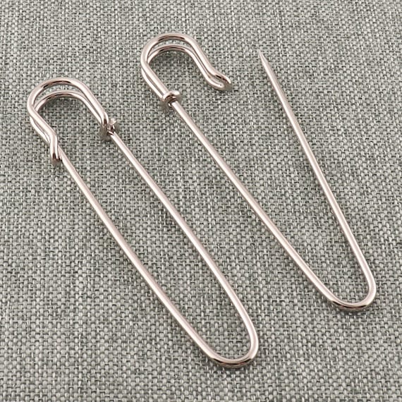 4 Jumbo Safety Pins Big Size Silver Tone (8.5 cm Long 1.5 cm wide) NEW