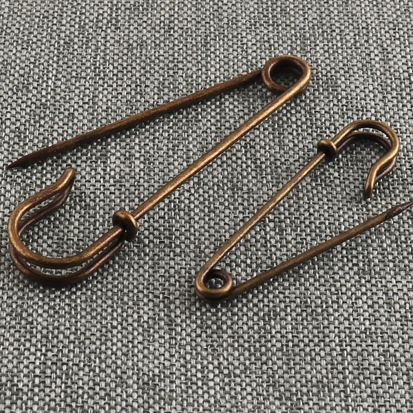 Broches Broches Aiguille En Laiton Antique Grandes Épingles De Sûreté En Métal Connecteur 50 / 70mm Épingles À Vêtements Épingles À Châle Charme Bijoux Fournitures-10pcs