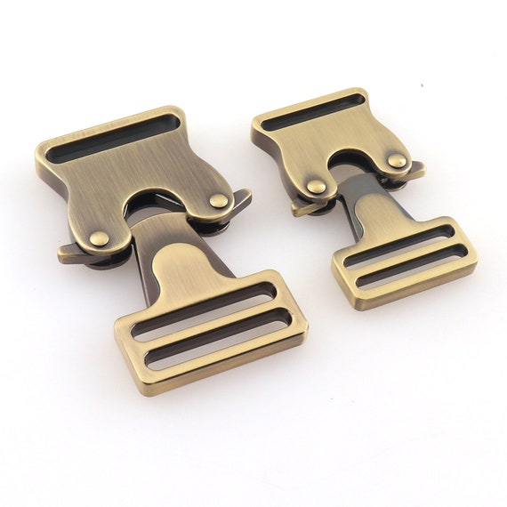 1 Inch Antique Brass Contoured Aluminum Side Release Buckles