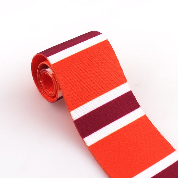 Colorful Webbing 2 Inch Orange Stripe Webbing Belt Purse Strap Webbing Soft Ribbon Tote Bag Dog Collar Upholstery Webbing,