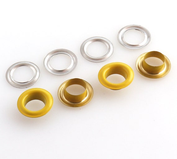 Metal Grommets 12mm Eyelets WITH Washers Yellow Eyelets 1/2 Inch