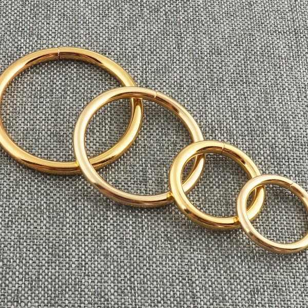 Gold O Ring Multi Size 38/32/20/18mm Metal O Rings Non Welded Round Ring Open Round Jump Rings FOR Bag Holder Purse Webbing Choker-10pcs