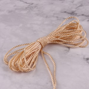 Twisted Cord Satin Cord Twisted Soutache wire 1mm nylon string Top Quality Beige Rope For Beading/Jewelry Making/Breakaway Clasp/Bracelet