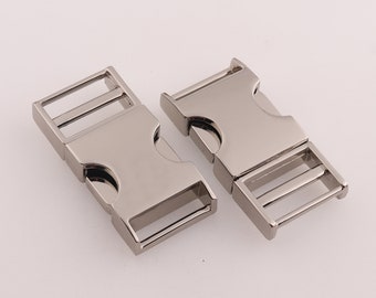 2 pcs Release Buckles Metal Side Quick Release Buckle backpack buckle Adjuster buckle Silver Zinc Alloy Belt Buckle for dog collar belt bag