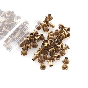 200pcs Tiny Grommets 3mm Eyelets Self Backing For Bead Cores Clothes Leather Canvas Antique Brass Tag Eyelets Sewing Mini Craft Supply