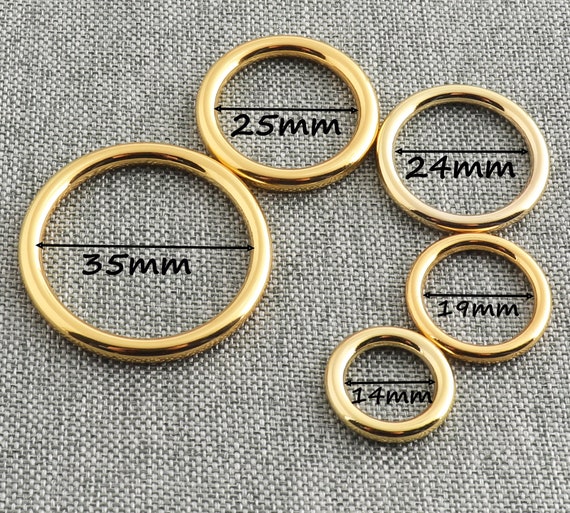 Gold O Ring CHOOSE YOUR SIZE 14/19/24/25/35mm Non Welded O Loop O