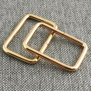 Rectangle Ring 33mm Shiny Gold Purse Strap Connector Ring Heavy Duty Buckles Webbing Strap Keeper Loops Adjuster Square Buckle-8pcs