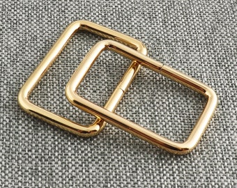 Rectangle Ring 33mm Shiny Gold Purse Strap Connector Ring Heavy Duty Buckles Webbing Strap Keeper Loops Adjuster Square Buckle-8pcs