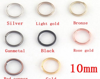 20-100 PCS 10mm Split Key Rings,Silver Gold Bronze Black Rose gold Gunmetal Pale Gold Key Rings,Split Jump Rings,leather key chains key fob