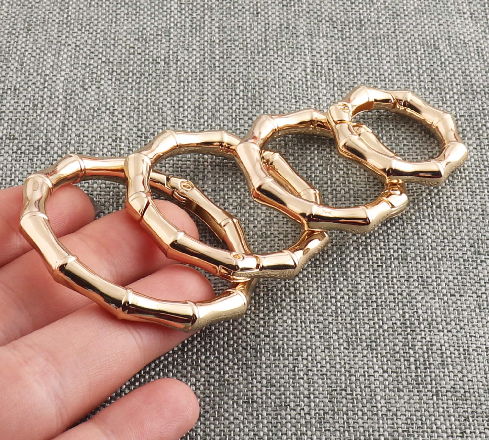 NEW! Light Gold Spring Clasp Spring Ring Bamboo Shape O Ring Multi Size ...