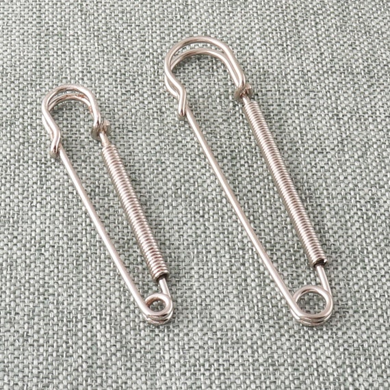 Safety Pins Brooch 57/70mm Metal Silver Sewing Pins Spiral Clothing Clip Decorative  Safety Pins Kit for Clothing Jewelry Making-10pcs 