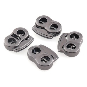 Cord Stopper Flat Rope Lock Spring Lock Cord Lock Metal Round Buckle Black Double Barrel Metal Toggle Lock 5mm hole For Cord Clothing DIY