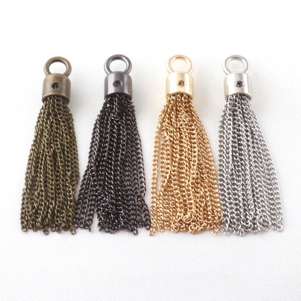 Metal Tassel Jewelry Tassels Mix color Chain Tassel Pendant for Bags Key Ring Gunmetal/Gold/Silver/Bronze Jewelry Craft Supply-2pcs