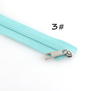 Metallic Nylon Coil Zippers 3# By The Meter Mint Green Upholstery Zipper Tape With Silver Sliders For DIY Sewing Craft Bag Purse Dress