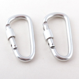 Clip per moschettone con chiusura leggera per impieghi gravosi Moschettone in alluminio da 59 mm Anello a D Moschettone a molla argento per guinzaglio per cani con clip portachiavi-2/6 pezzi