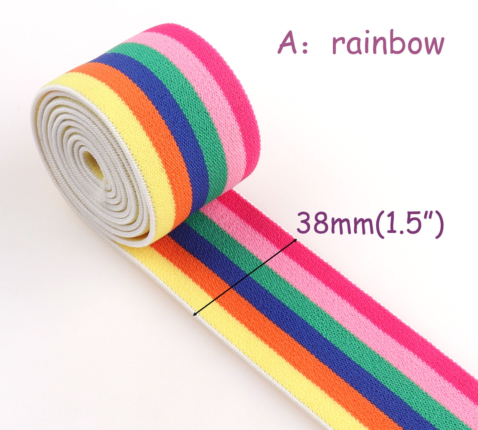 Colorful Stripe Elastic Band Wide Rainbow Elastic bing/high Etsy