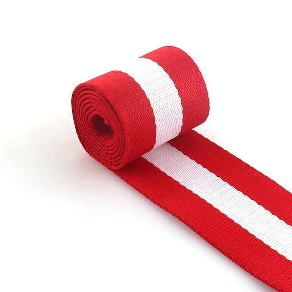 Red/white Stripe Webbing 2 Inch Purse Strap Webbing 50mm Soft Ribbon Trim  by the Yard Webbing for Bag Horse Handles Harness Dog Leash 