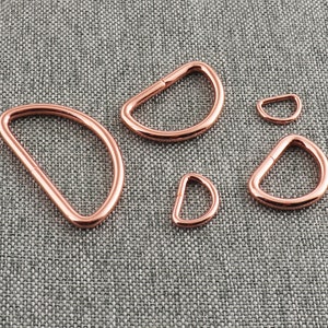 D-ring Roséguldfärgad remring 10 st. Osvetsade Dee-ringar D-spännen Metall D-ring för bälte, handväska, band, nyckelband, blandade storlekar - 1"1 1/2"3/4"