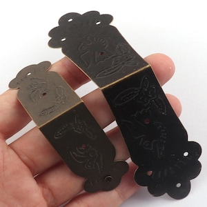 10pcs L shape Corner Protectors Metal Corners Decorative Corners Wooden Box/Table Corner Bracket Bronze-68mm/45mm