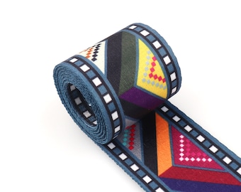 Lanyard webbing 5 yards Soft Webbing strap webbing with Geometric Pattern ethnic strap webbing By the yard,for Purse Bag Handbag Dog Collar