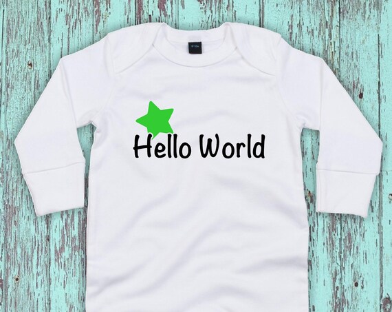 Kleckerliese Baby Schlafanzug "Hello World Stern" Sleepsuit Langarm Jungen Mädchen Einteiler Strampler