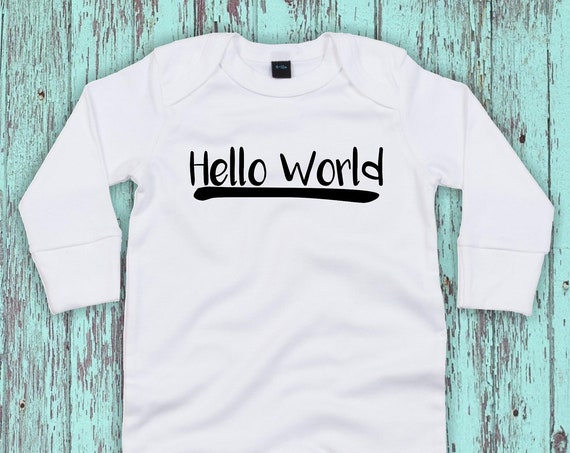 Kleckerliese Baby Schlafanzug "Hello World" Sleepsuit Langarm Jungen Mädchen Einteiler Strampler