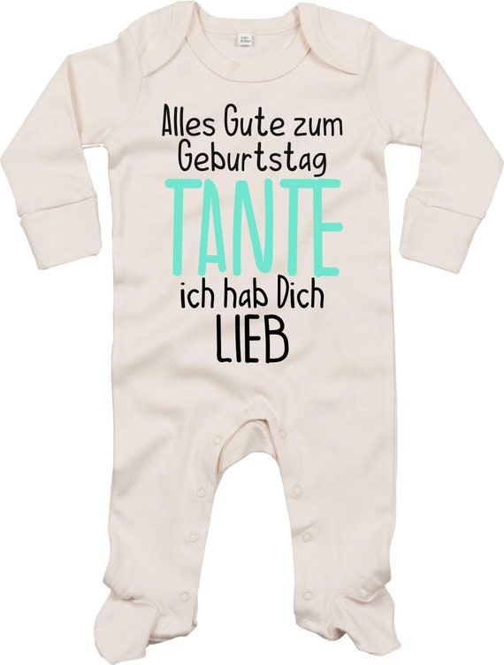 Kleckerliese Baby Schlafanzug "Alles Gute TANTE ich hab Dich Lieb" Sleepsuit Langarm Jungen Mädchen Einteiler Strampler