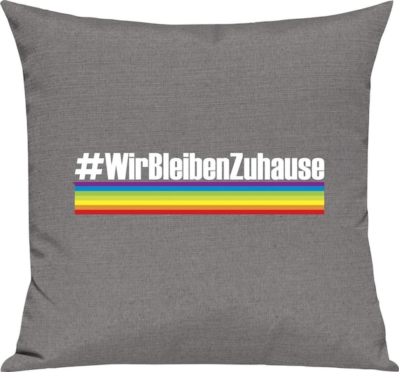 kleckerliese Kissen "Wir Bleiben Zuhause #wirbleibenzuhause" Kissenhülle Deko Sofa mit Kissenfüllung