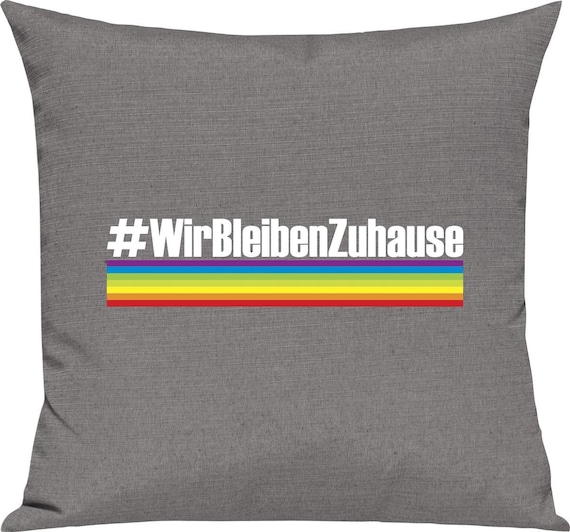 kleckerliese Kissen "Wir Bleiben Zuhause #wirbleibenzuhause" Kissenhülle Deko Sofa mit Kissenfüllung