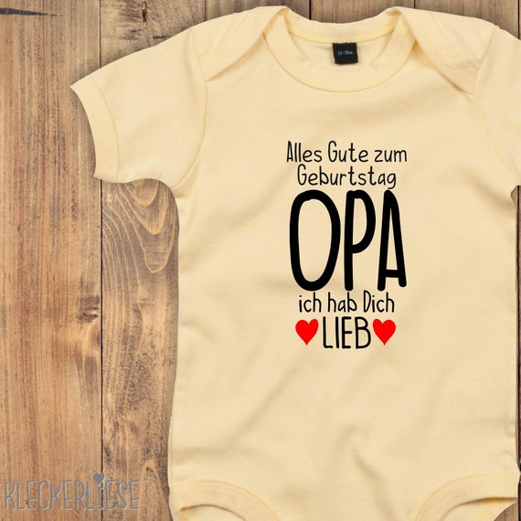 kleckerliese Baby Body "Alles Gute zum Geburtstag OPA ich hab Dich Lieb" Babybody Strampler Jungen Mädchen Kurzarm