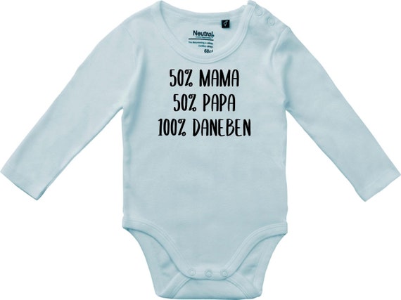 Langarm Babybody Body "50 Prozent Mama 50 Prozent Papa 100 Prozent daneben" Fair Wear