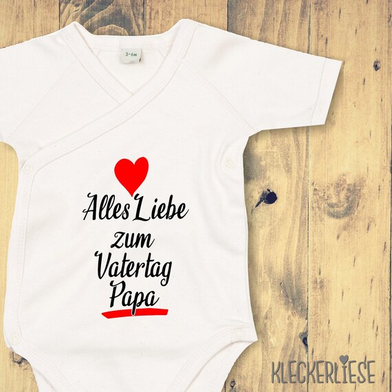 kleckerliese Wickel Baby Body "Alles Liebe zum Vatertag Papa" Babybody Strampler Wickelbody Organic Kimono Kurzarm Vatertag