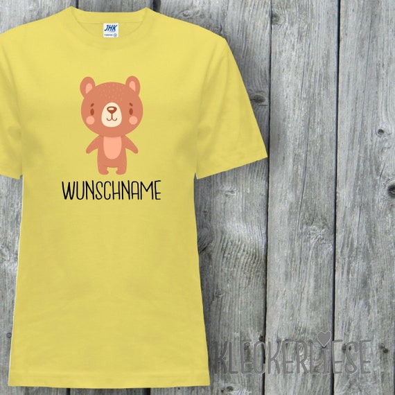 Kinder T-Shirt mit Wunschname "Tiermotiv mit Wunschnamen Bär Braunbär" Shirt Jungen Mädchen Baby Kind