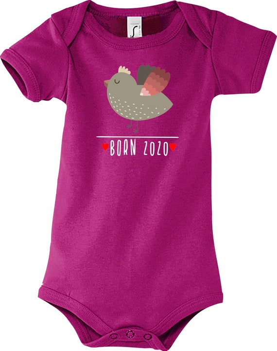 Kleckerliese Baby Body "Born 2020 Tiermotiv Vogel" Jungen Mädchen Kurzarm mit Aufdruck Motiv