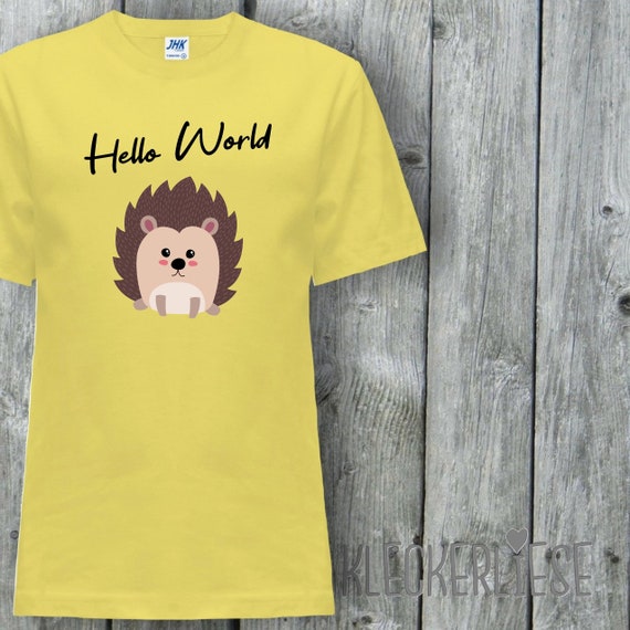 Kinder T-Shirt "Hello World Igel" Shirt Jungen Mädchen Baby Kind