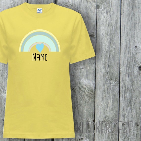 Kinder T-Shirt mit Wunschname "Regenbogen mit Wunschname" Shirt Jungen Mädchen Baby Kind