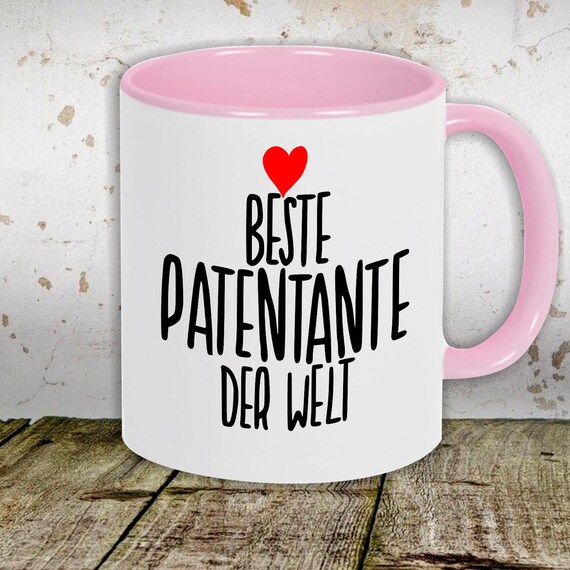 kleckerliese Kindertasse Teetasse Tasse Motiv "Beste Patentante der Welt" Milch Kakao Kaffeetasse