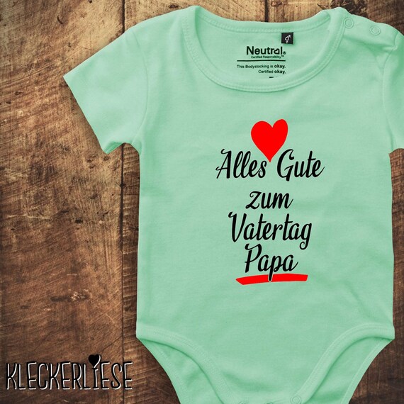 kleckerliese baby bodysuit "Happy Father's Day Dad" Fair Wear